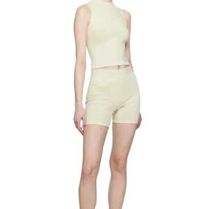 Skims Off-White Cotton Jersey Mock Neck Tank Top XXS